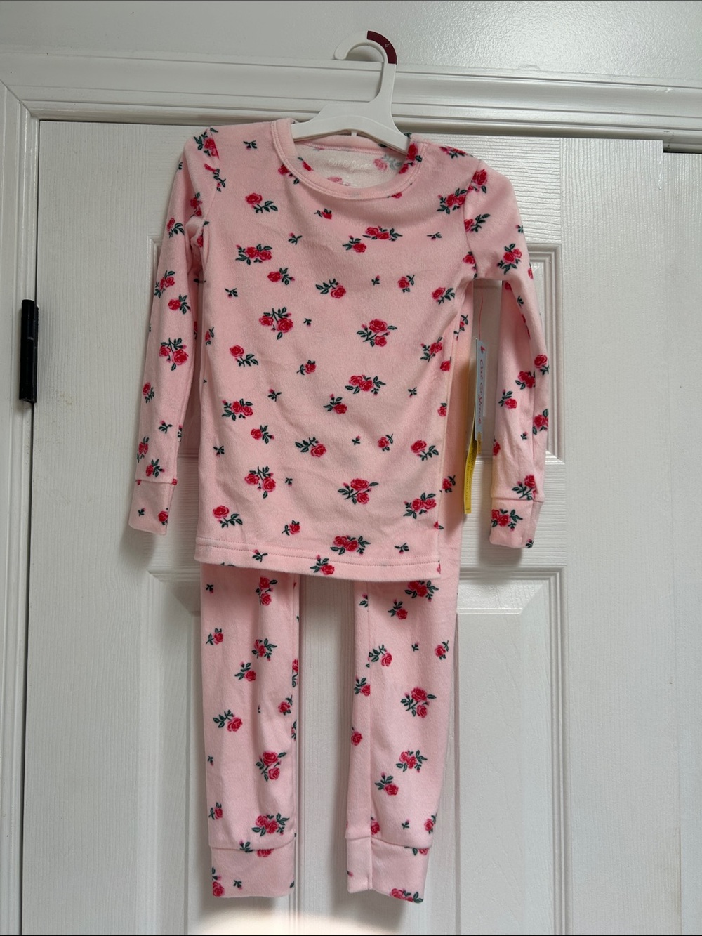 Girls size 4 super soft warm floral rose two piece pajamas set new nwt